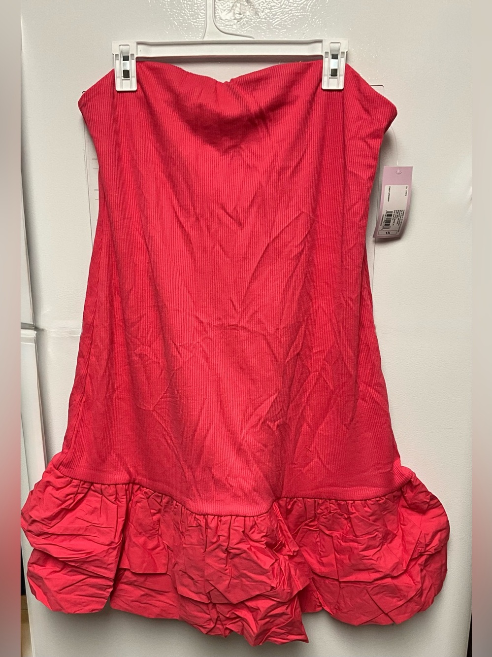 Strapless Red Bubble-Hem Dress